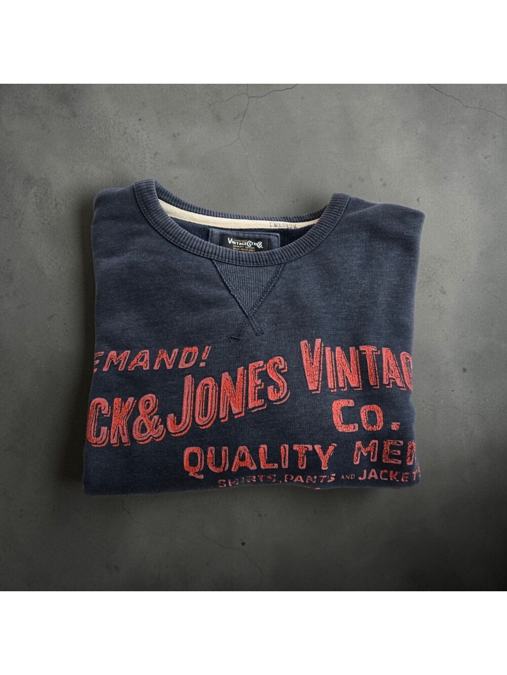 Jack & Jones Vintage Co. Navy Blue Pullover Sweatshirt Medium
